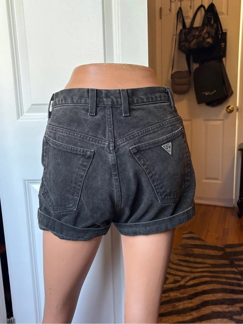 Vintage Black Wash Denim Shorts by Guess